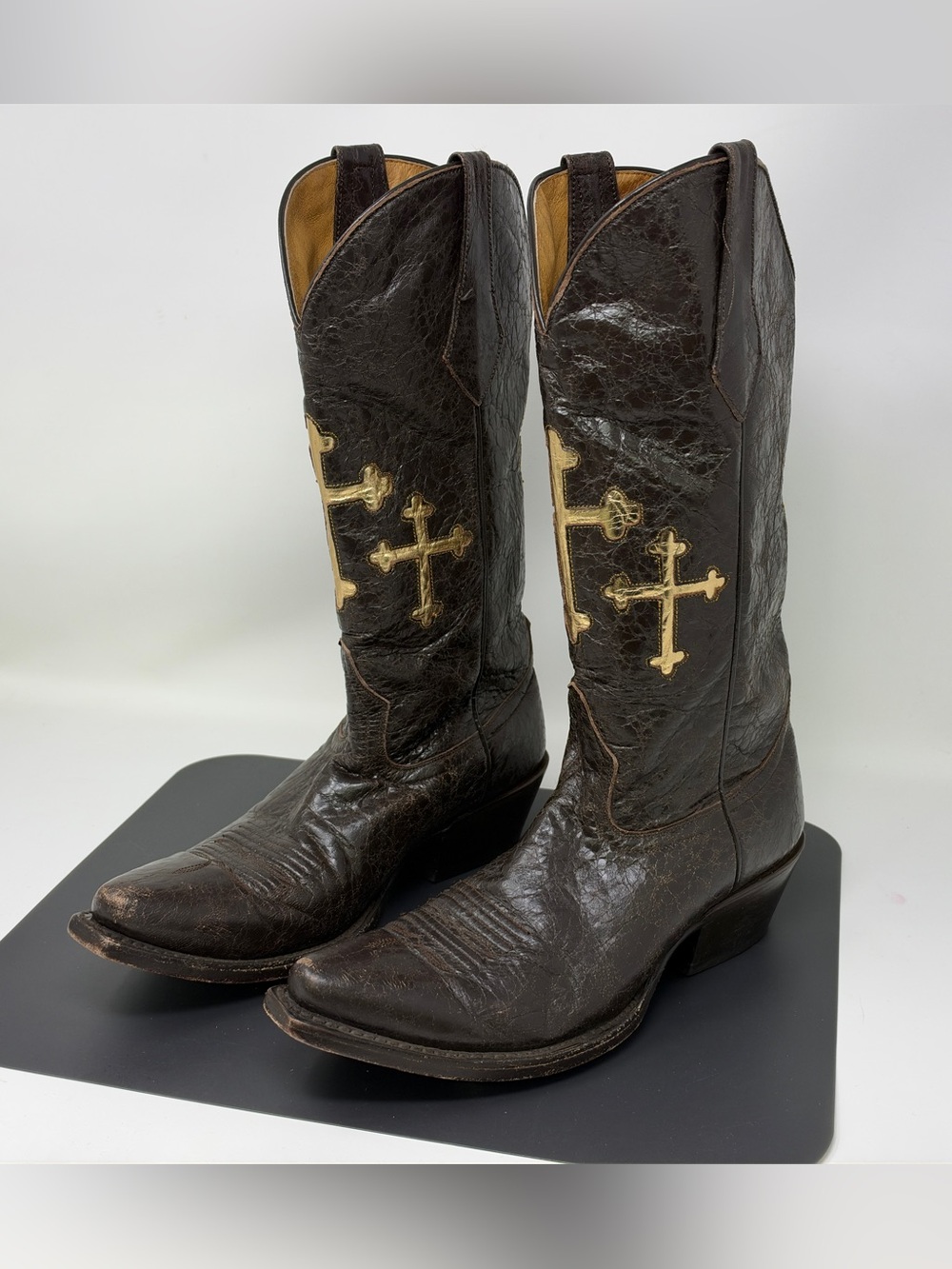 Johnny Ringo leather cowboy boots size 7 gold crosses